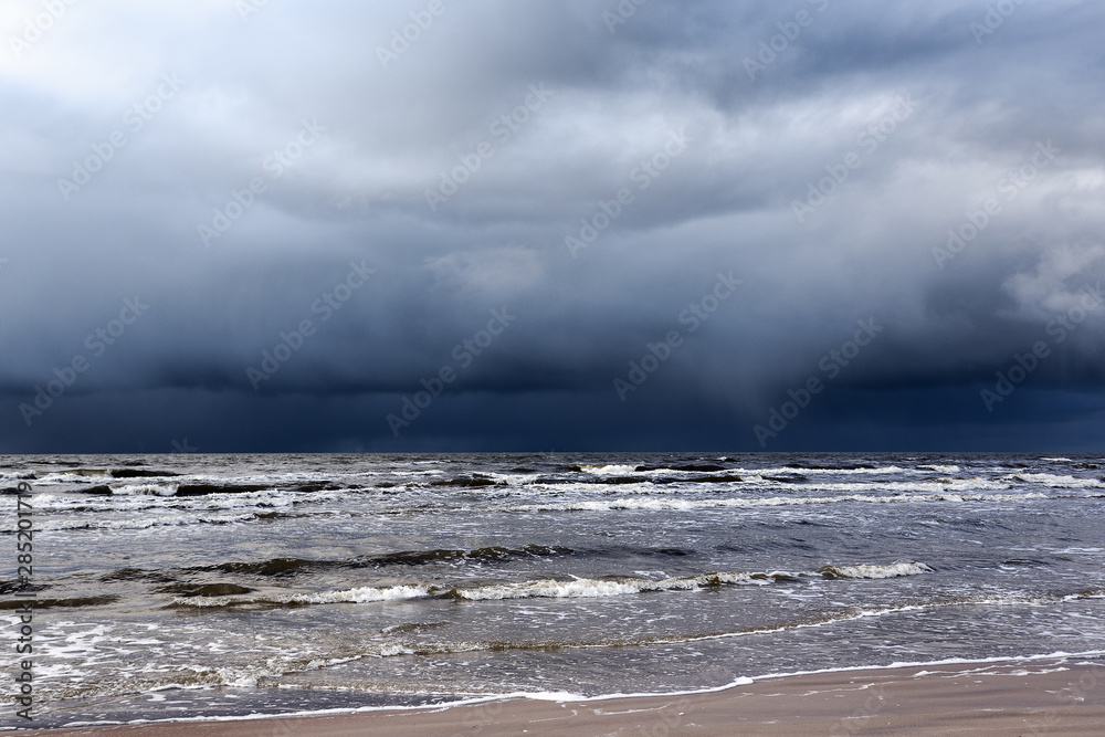 Stormy day by Baltic sea, Liepaja, Latvia.