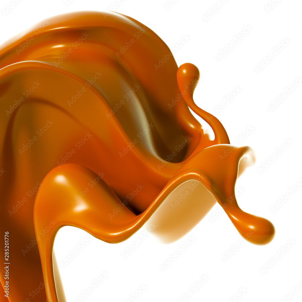 Splash of chocolate 3d illustration, 3d rendering.