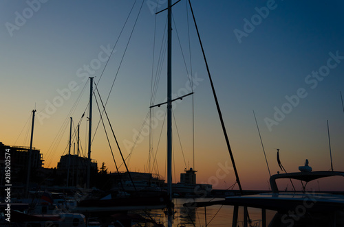 Fototapeta Naklejka Na Ścianę i Meble -  Sea yachts near the pier in Yalta in the Crimea.