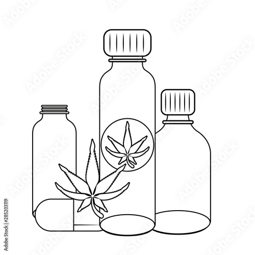 cannabis martihuana sativa hemp cartoon in black and white
