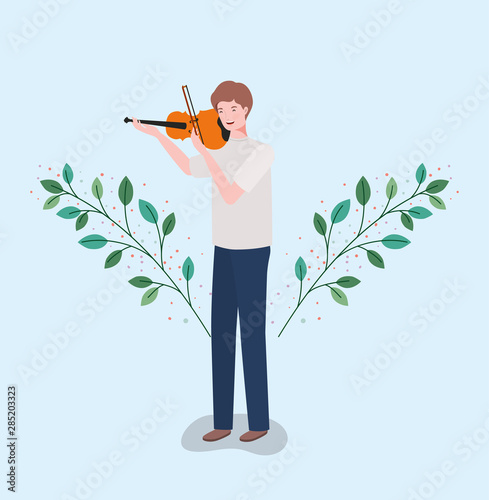 man playing fiddle instrument character