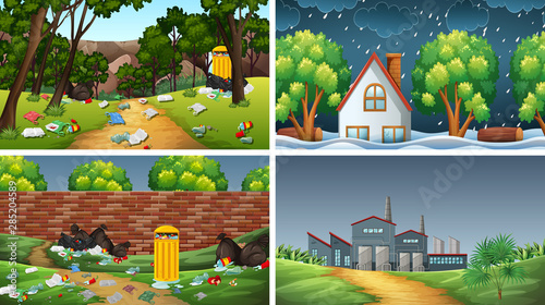 Set of polluted scenes