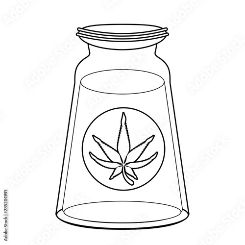 cannabis martihuana sativa hemp cartoon in black and white