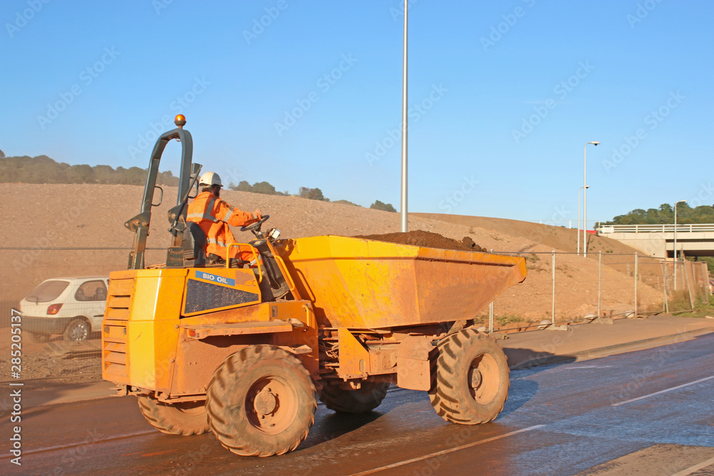 Obraz premium Dump truck on a road construction site