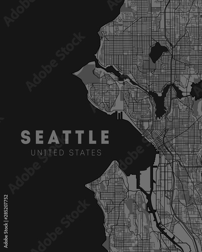 Seattle USA City Map in Retro Style. Outline Map. Illustration.