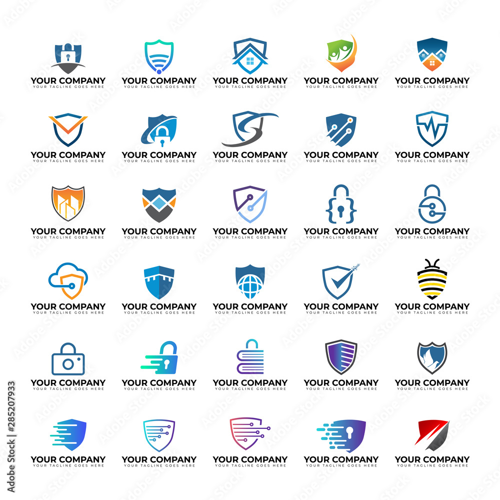 Modern Security Logo Collection, Modern Shield logo Collection, Vector Icon Template