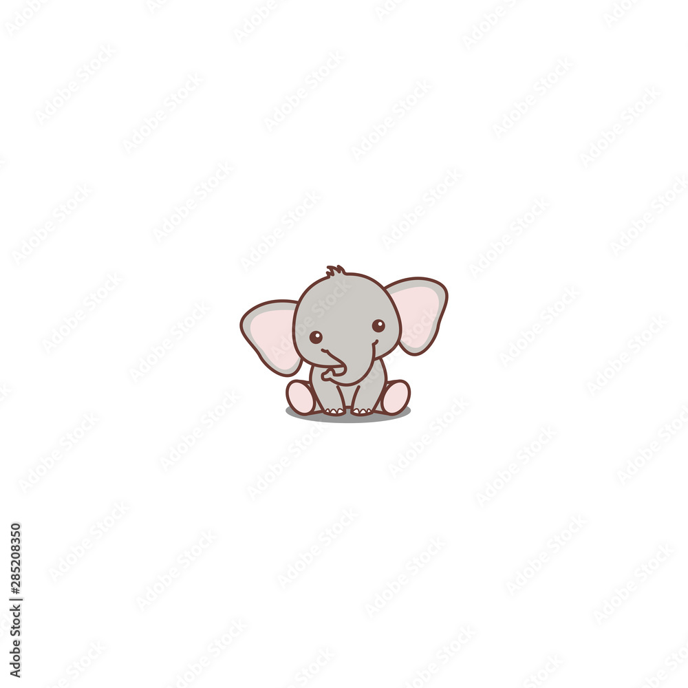 Cute baby elephant sitting cartoon icon, vector illustration Stock Vector |  Adobe Stock