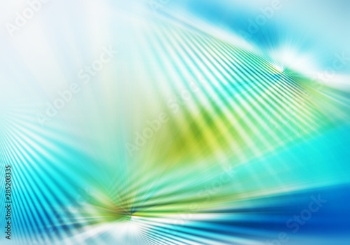 abstract background of light with stripes directed from center outwards in blue, green and white colour