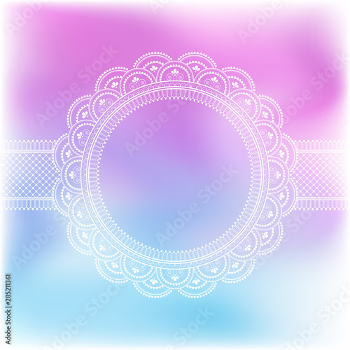 Blurred pastel background with decorative pattern in ethnic oriental style on for greeting card, invitation or announcement