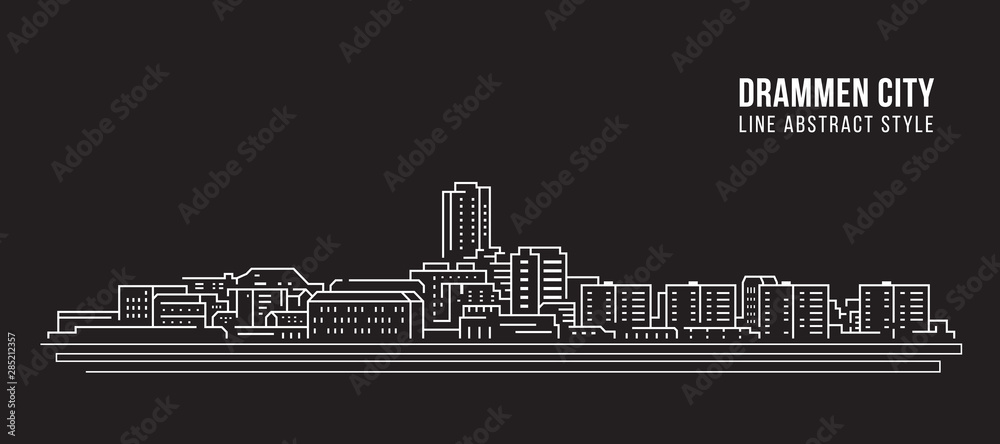 Cityscape Building Line art Vector Illustration design - Drammen city