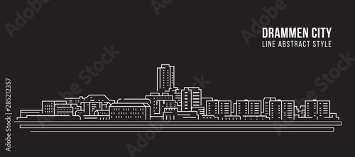 Cityscape Building Line art Vector Illustration design - Drammen city