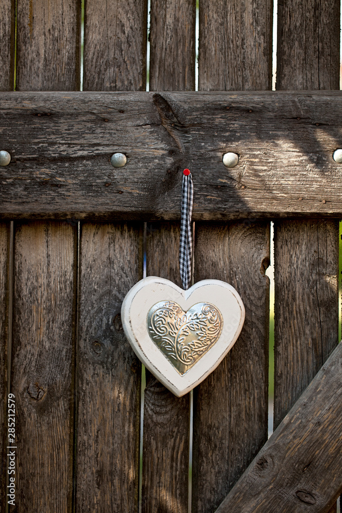 White Heart Hanging On Old Door White Heart Hanging On Old Door