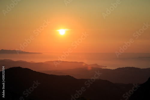 Beautiful sunset above the sea. Beautiful sunset on the island of Corfu  Greece