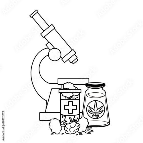 cannabis martihuana sativa hemp cartoon in black and white