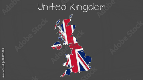 United Kingdom map-flag chalkboard style illustration