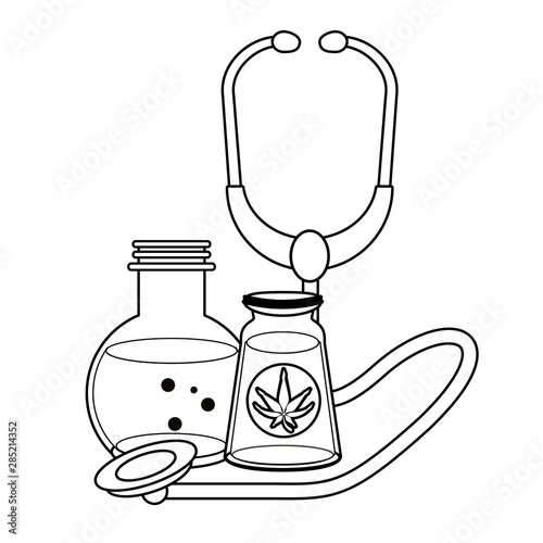 cannabis martihuana sativa hemp cartoon in black and white