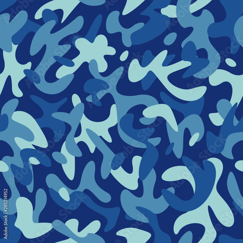 Military Camouflage Blue Seamless Pattern
