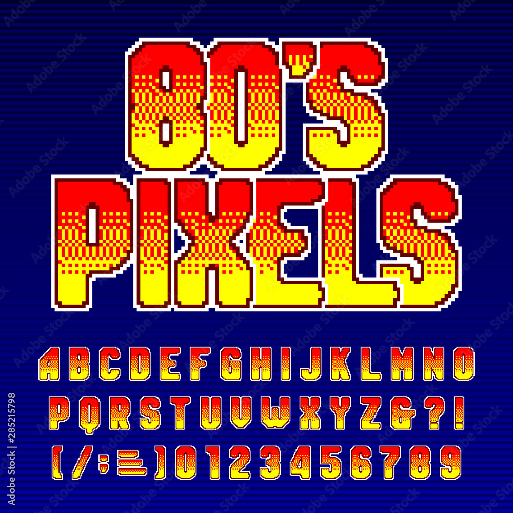 Pixel Typeface. Retro Arcade Game Alphabet Font. Uppercase Script Letters  Stock Vector - Illustration of pixel, letters: 134190589