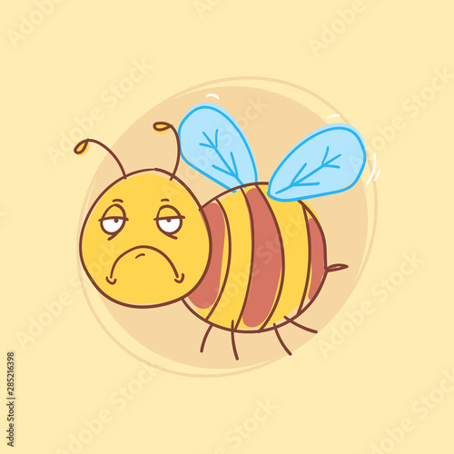 Bee dissatisfied in flight. Funny character