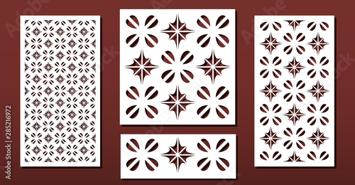 Laser cut panels, vector set for wood or metal decor,abstract geometric pattern