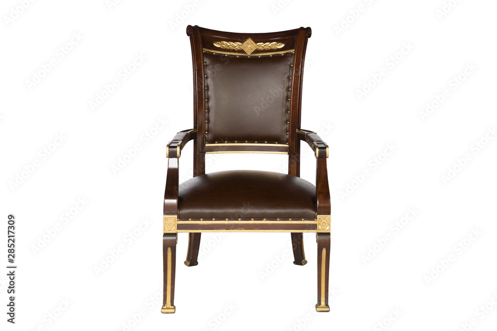 Brown leather arm chair on white background Brown leather arm chair on white background
