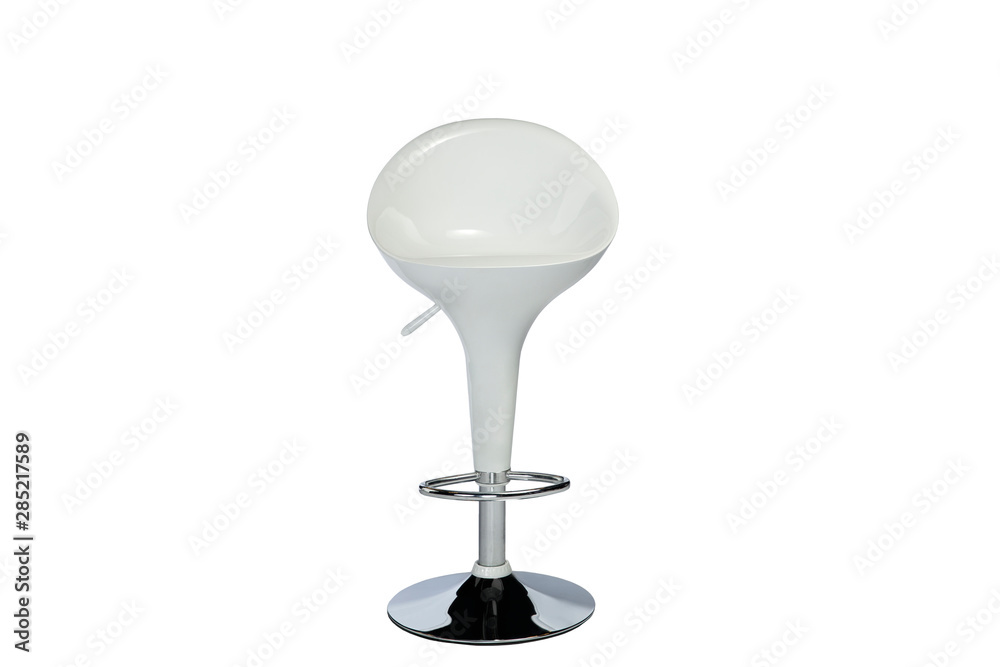Modern white plastic bar stool isolated on a white background. Front view with clipping path Modern white plastic bar stool isolated on a white background. Front view with clipping path
