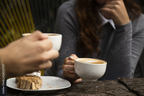 Woman enjoying a coffee cup