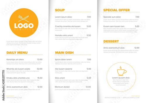 Modern minimalistic restaurant menu template