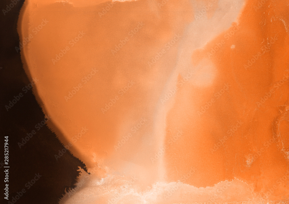 Fototapeta premium Hand painted alcohol ink background. Abstract delicate orange texture. Contemporary autumn wallpaper. 