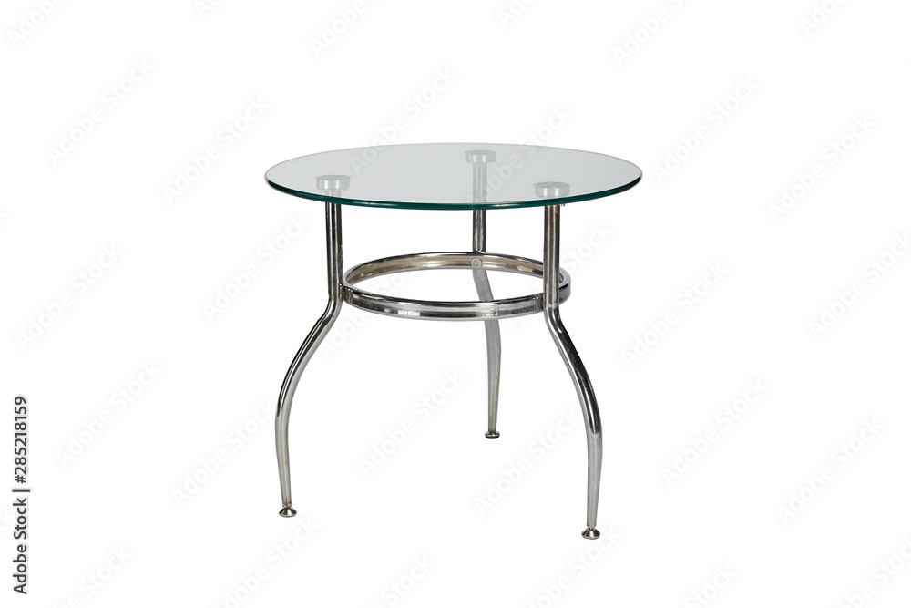 Modern metal table with glass top Modern metal table with glass top