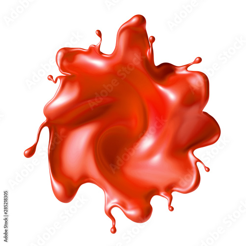 Beautiful red paint splash. 3d illustration, 3d rendering.