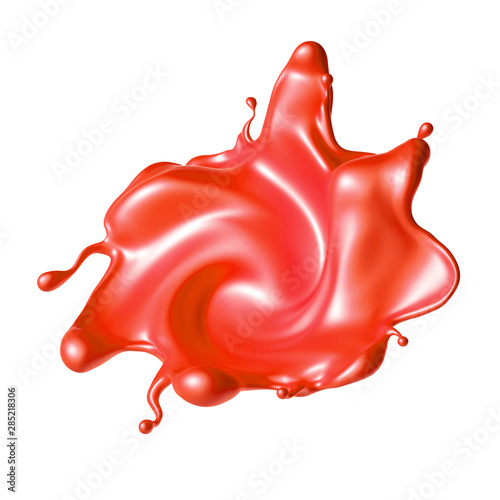 Beautiful red paint splash. 3d illustration, 3d rendering.