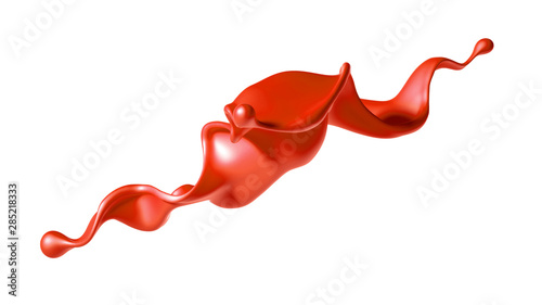 Beautiful red paint splash. 3d illustration, 3d rendering. © Pierell