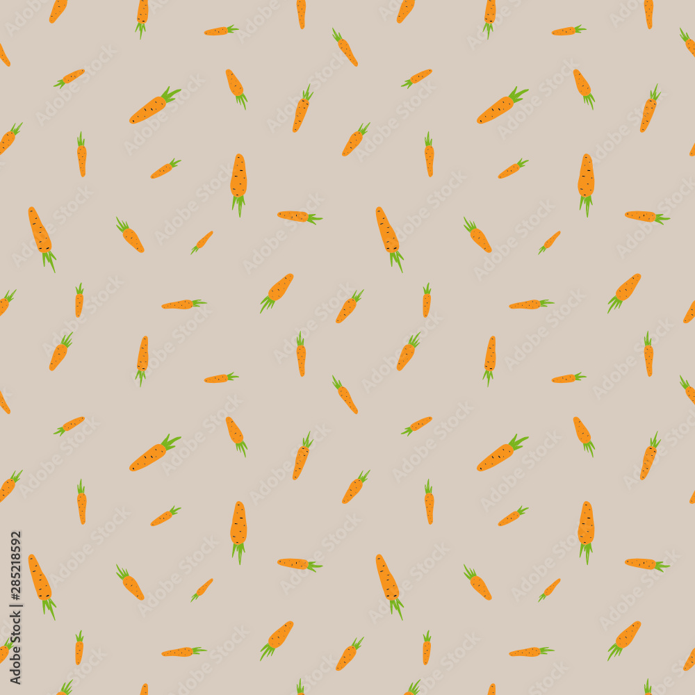 Seamless hand-drawn carrots pattern. Can be used for postcards, invitations, advertising, web, textile and other.