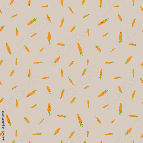 Seamless hand-drawn carrots pattern. Can be used for postcards, invitations, advertising, web, textile and other.