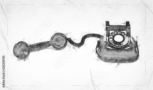 Old and vintage telephone illustration Sketch photo