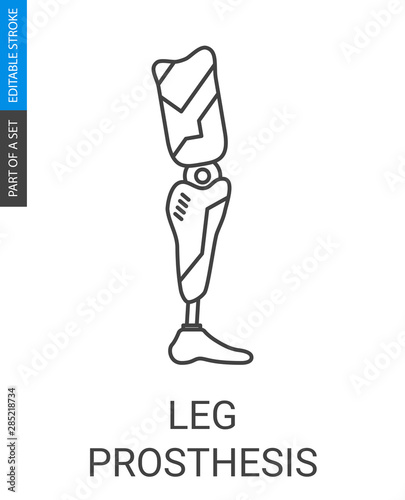 Leg Prosthesis Icon with Flat Outline Style