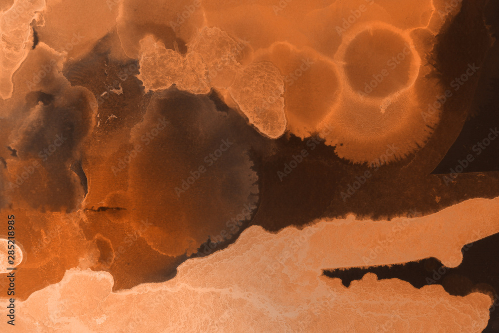 Obraz premium Hand painted alcohol ink background. Abstract delicate orange texture. Contemporary autumn wallpaper. 