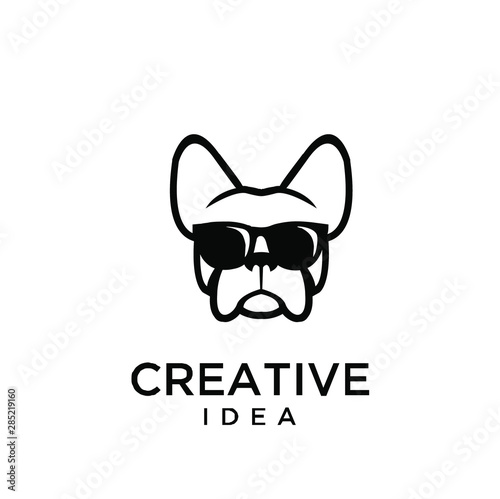 french bulldog wear sunglasses logo icon design vector illustration photo