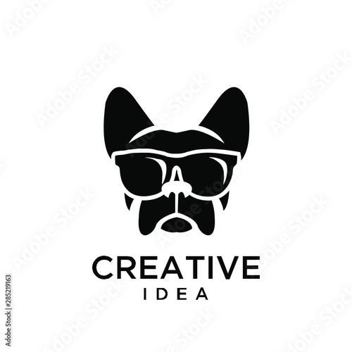 french bulldog wear sunglasses logo icon design vector illustration