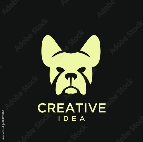 french bulldog gold logo icon design vector illustration