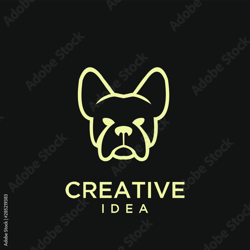 french bulldog gold logo icon design vector illustration