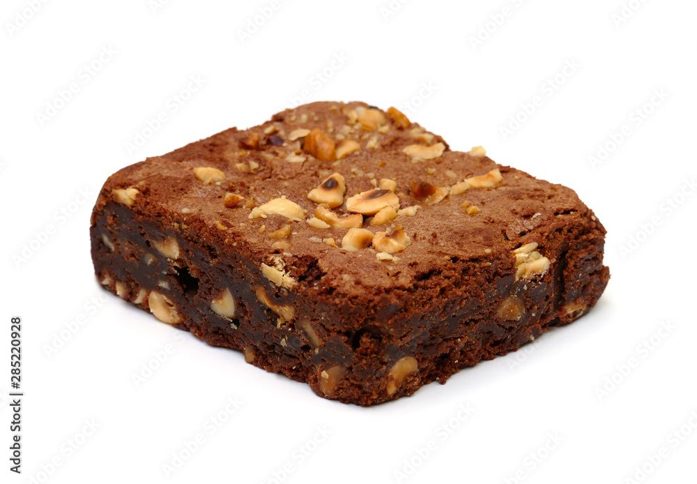 Chocolate brownie isolated on white background