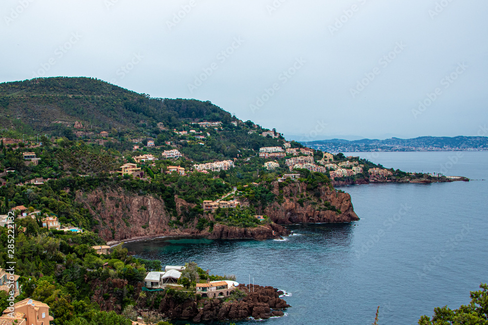 view of island in mediterranean sea at French Riviera