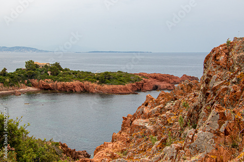 view of island in mediterranean sea at French Riviera