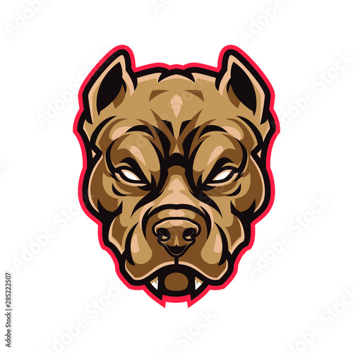 Angry Pitbull Mascot, Vector Logo Illustration