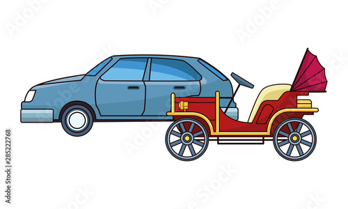 Vintage and classic with modern cars vehicles
