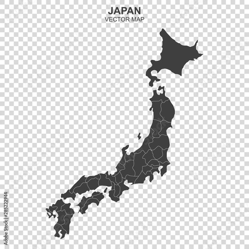 vector map of Japan on transparent background