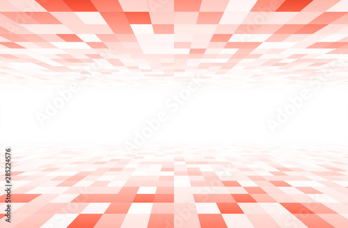 Perspective checkered living coral color background.