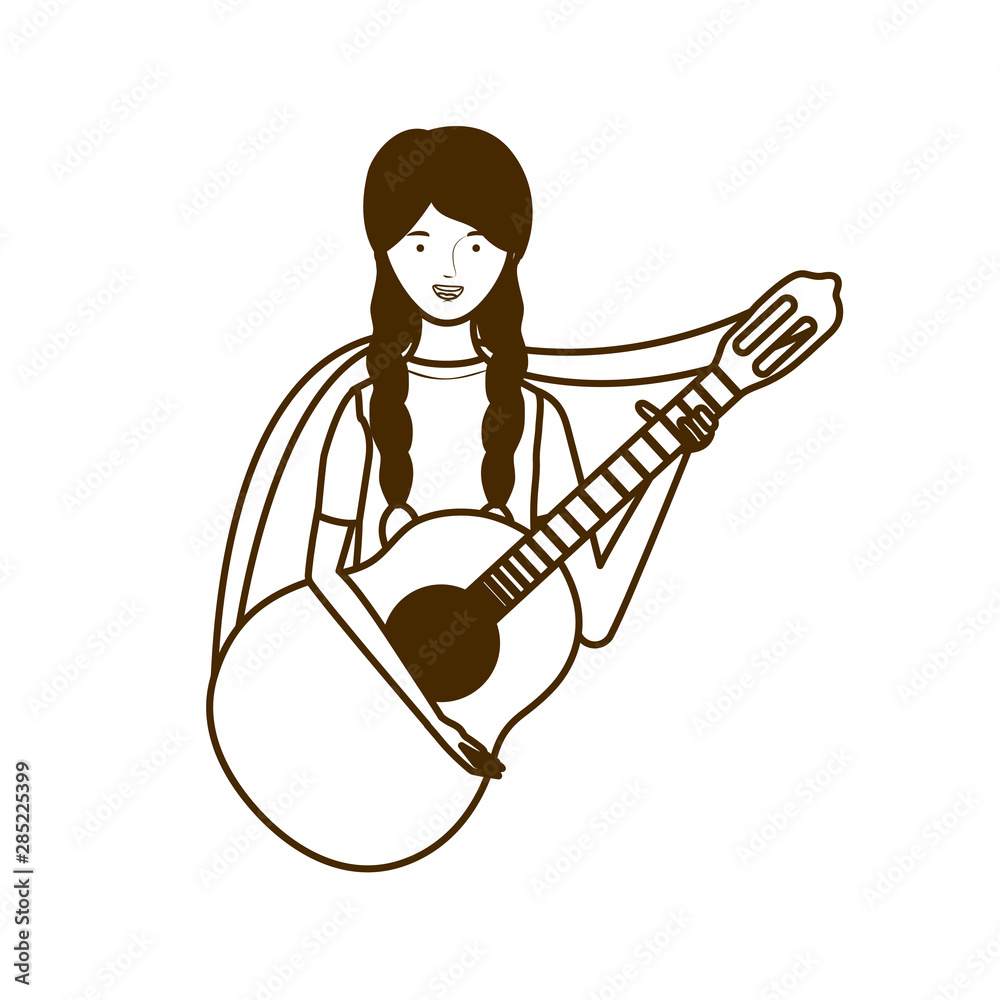 silhouette of woman with acoustic guitar on white background silhouette of woman with acoustic guitar on white background